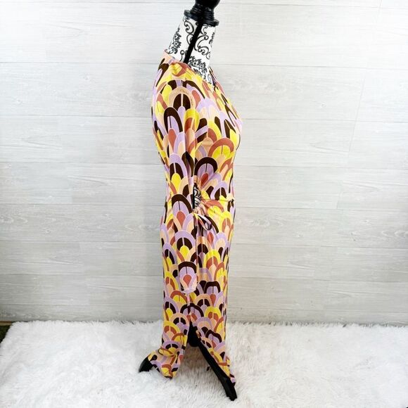 NWT Cara Cara Celeste Geo Lavender Zest Side Cut Out Jersey Knit Midi Dress XS - Picture 7 of 12